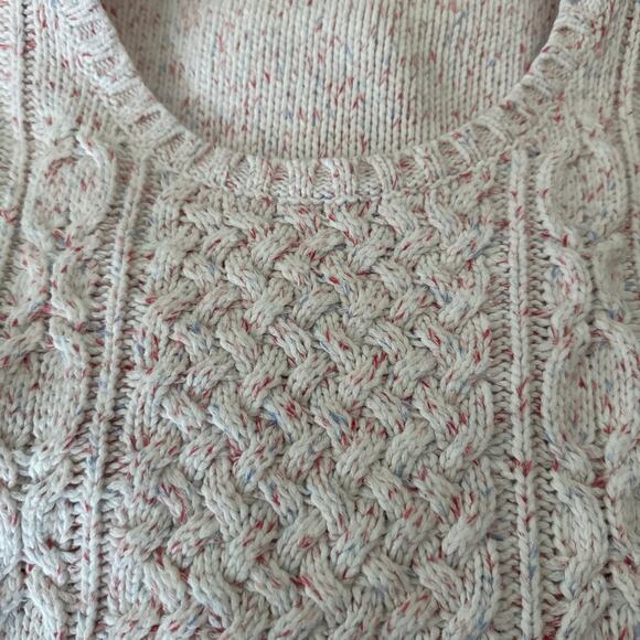 Talbots Cable Knit sweater cream with flecks in shades of pink size medium - Picture 11 of 11